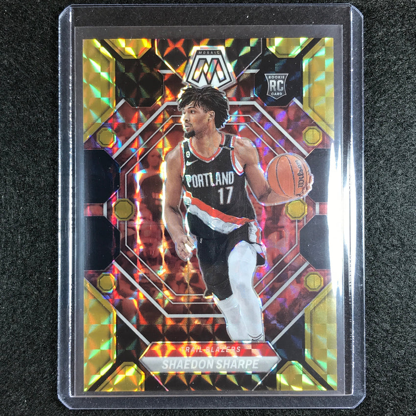 2022-23 Mosaic Shaedon Sharpe Rookie Choice Black Gold 5/8