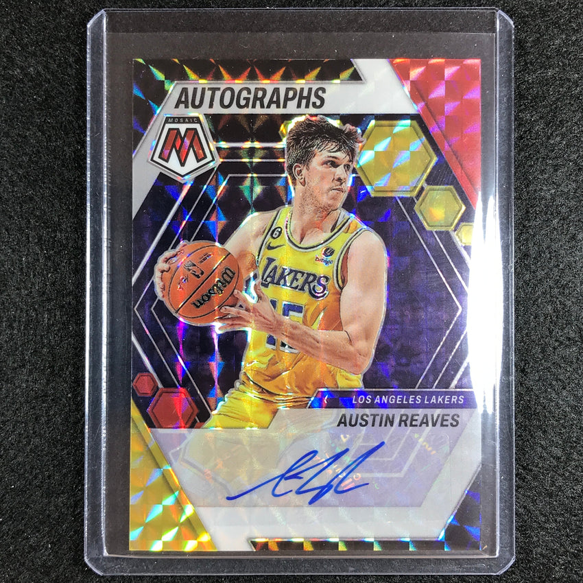 2022-23 Mosaic Austin Reaves Autographs Mosaic Choice Red And Yellow Auto No Aus