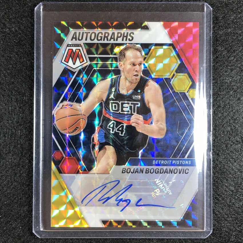 2022-23 Mosaic Bojan Bogdanovic Autographs Mosaic Choice Red And Yellow Auto No Bog