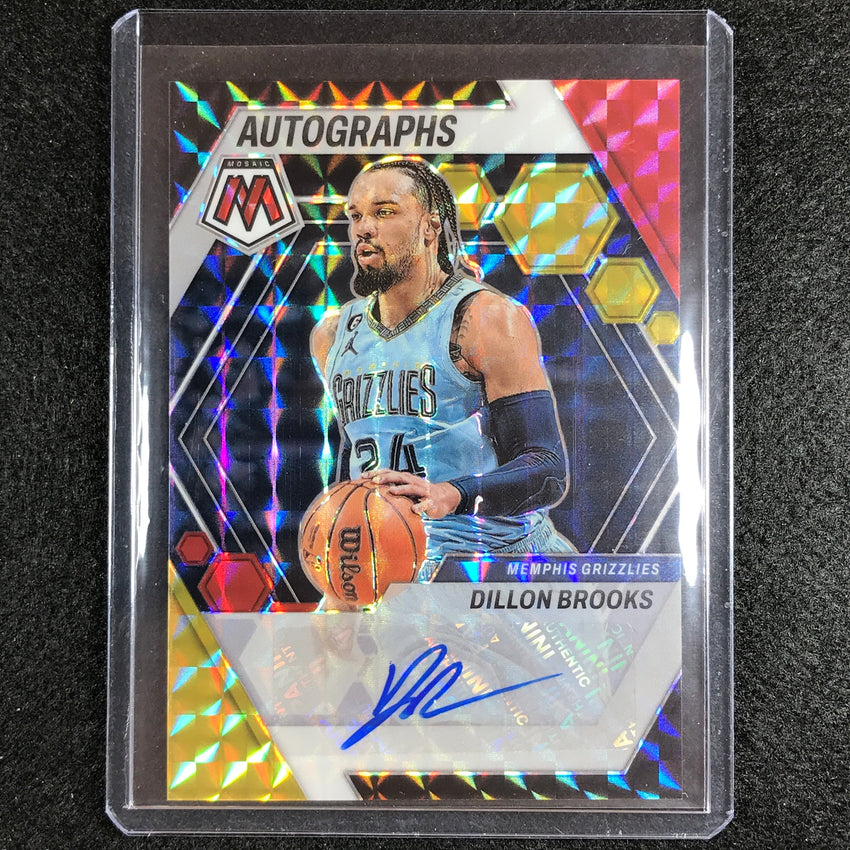 2022-23 Mosaic Dillon Brooks Autographs Mosaic Choice Red And Yellow Auto No Bro