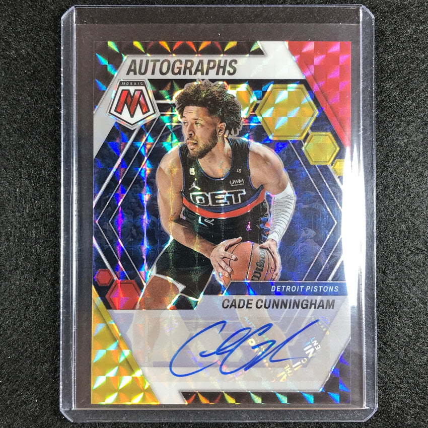 2022-23 Mosaic Cade Cunningham Autographs Mosaic Choice Red And Yellow Auto No Cun