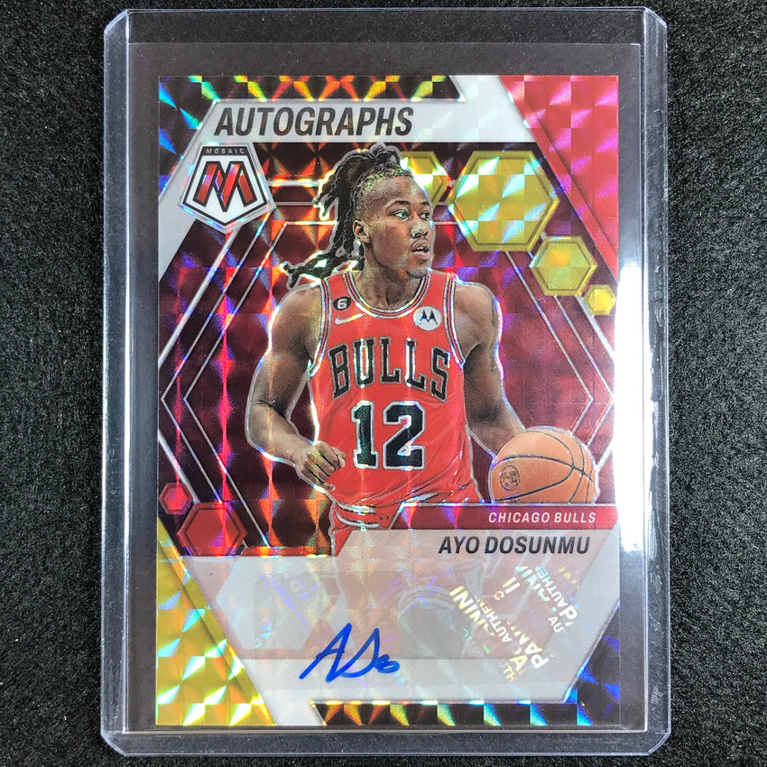 2022-23 Mosaic Ayo Dosunmu Autographs Mosaic Choice Red And Yellow Auto No Dos