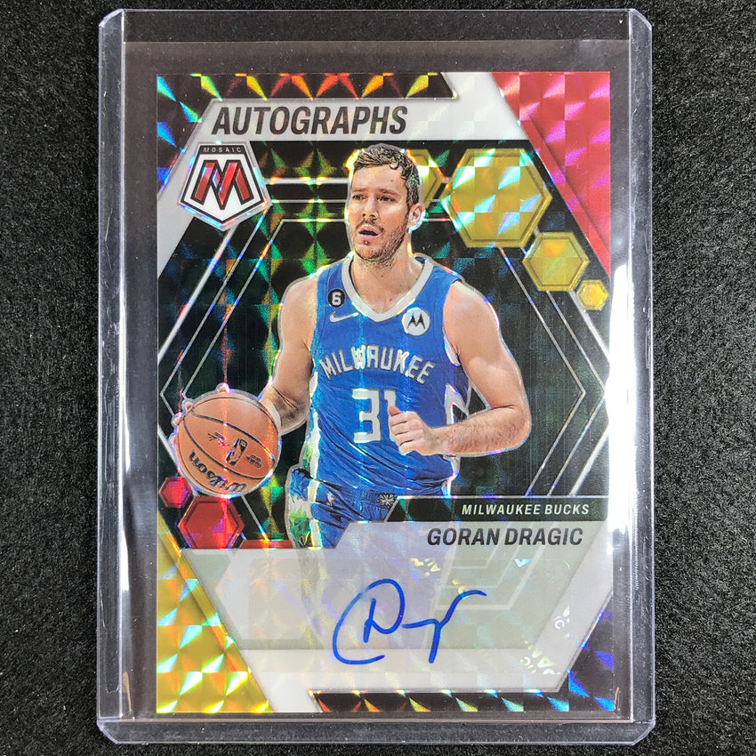 2022-23 Mosaic Goran Dragic Autographs Mosaic Choice Red And Yellow Auto No Gor