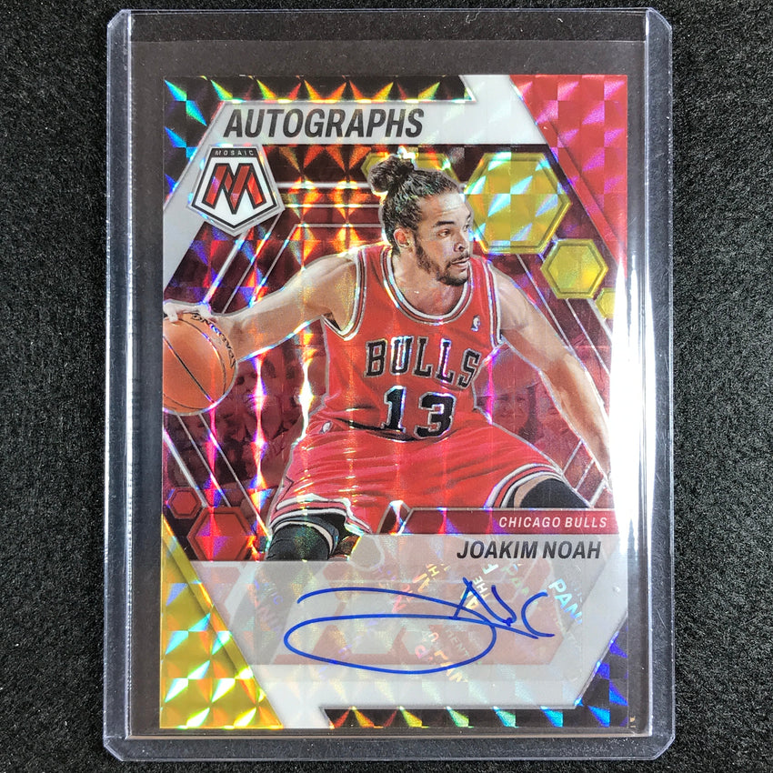 2022-23 Mosaic Joakim Noah Autographs Mosaic Choice Red And Yellow Auto No Jkn