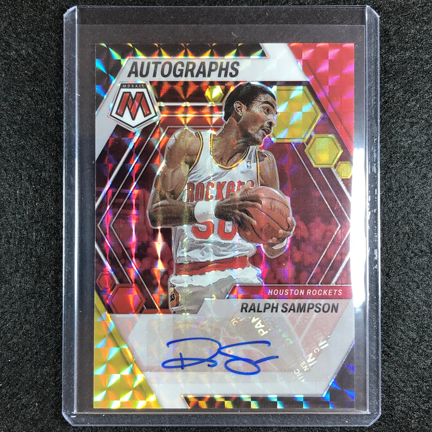 2022-23 Mosaic Ralph Sampson Autographs Mosaic Choice Red And Yellow Auto No Sam