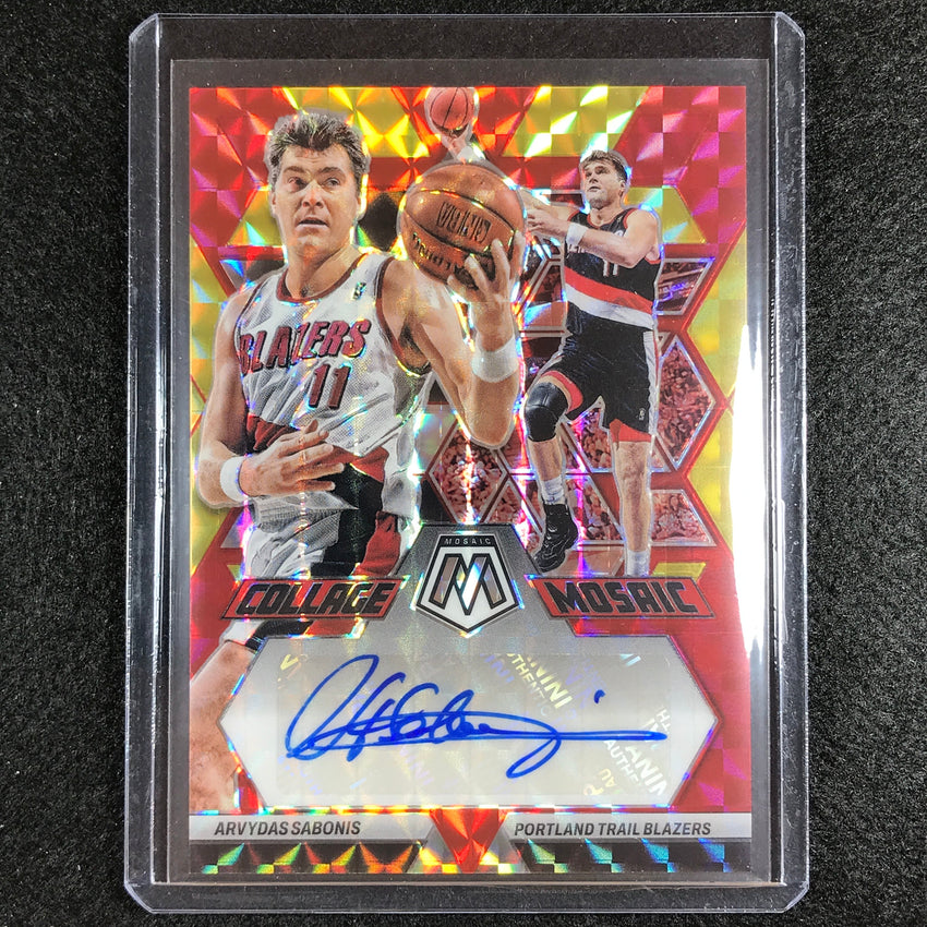 2022-23 Mosaic Arvydas Sabonis Collage Choice Red And Yellow Auto No Sab