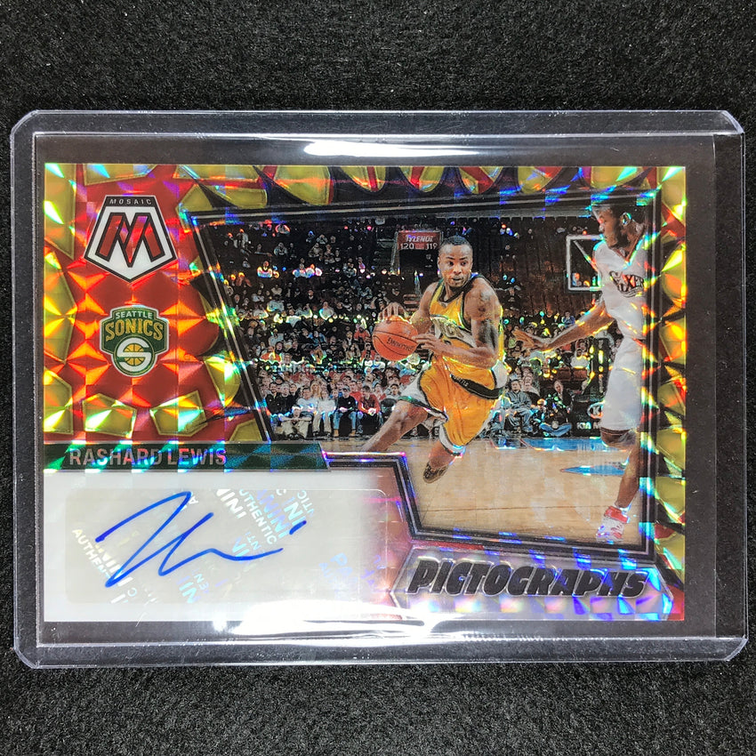 2022-23 Mosaic Rashard Lewis Pictographs Choice Red And Yellow Auto No Lew