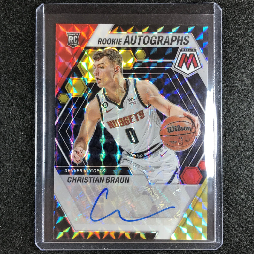2022-23 Mosaic Christian Braun Rookie Autographs Choice Red And Yellow Auto No Cbn