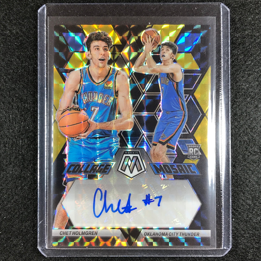 2022-23 Mosaic Chet Holmgren Collage Rookie Choice Black Gold Auto 5/8