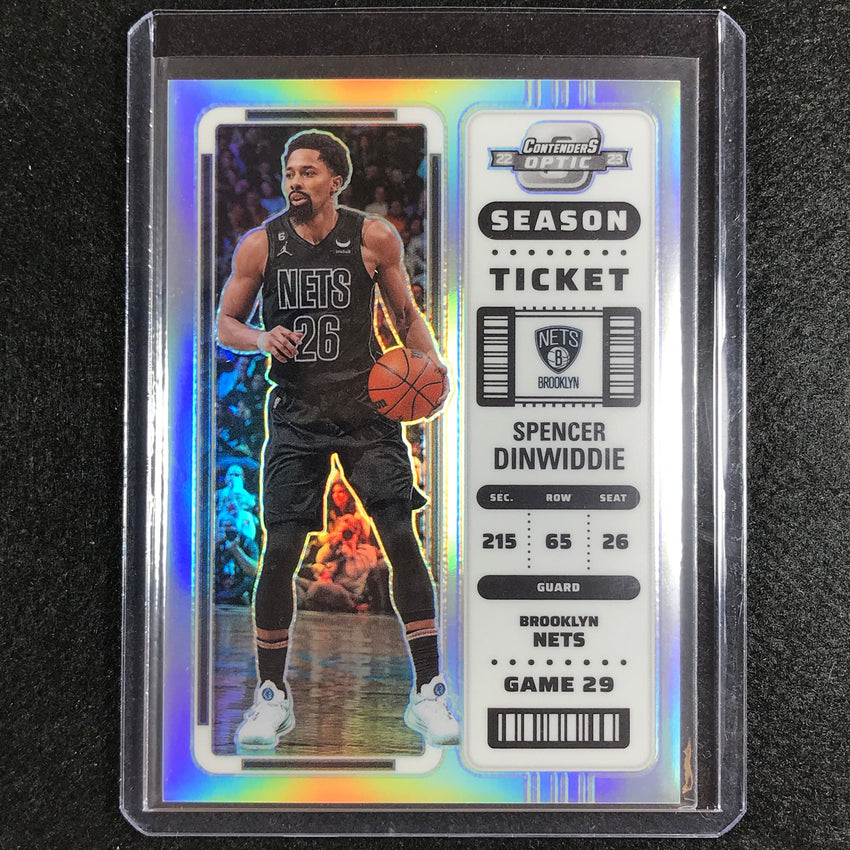 2022-23 Contenders Optic SPENCER DINWIDDIE Season Ticket Silver Prizm #6