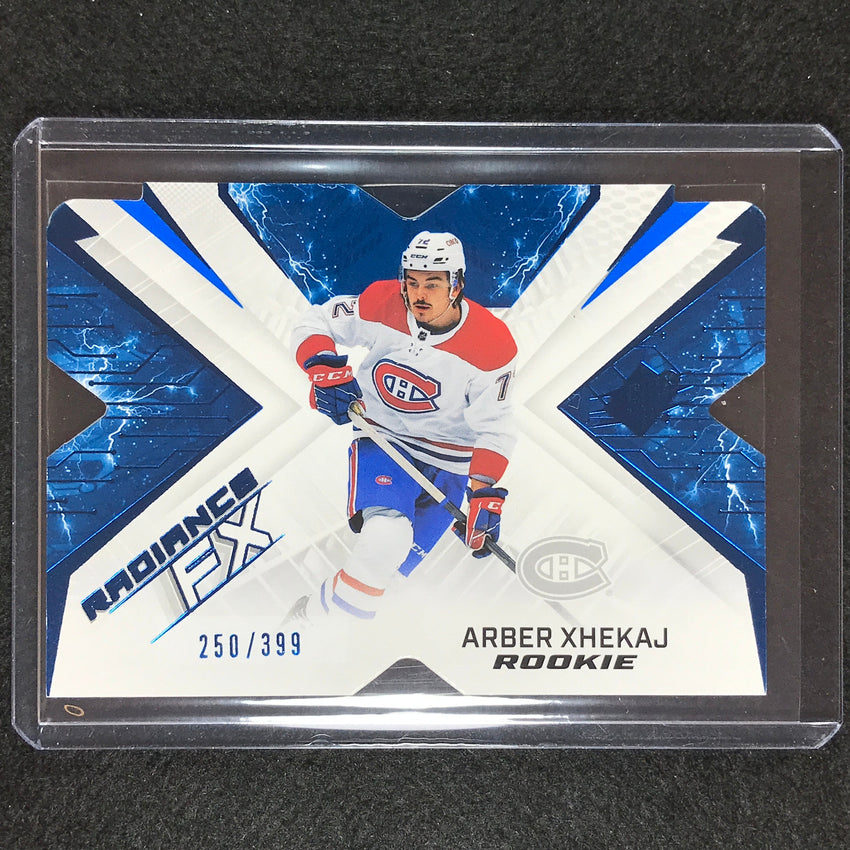 2022-23 Spx Nhl Arber Xhekaj Radiance Fx Rookie Blue 250/399