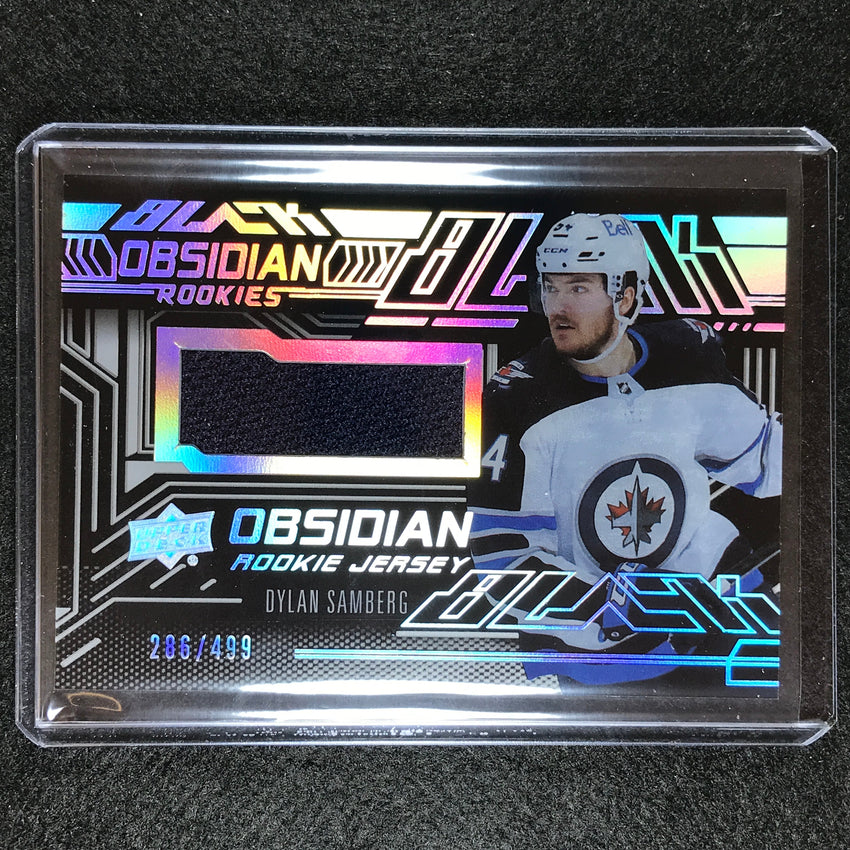 2022-23 Spx Nhl Dylan Samberg Ud Black Obsidian Rookie Jersey 286/499