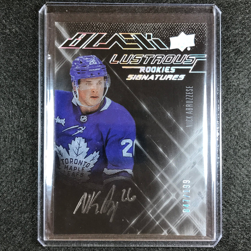 2022-23 Spx Nhl Nick Abruzzese Ud Black Lustrous Rookie Signatures Auto 47/199
