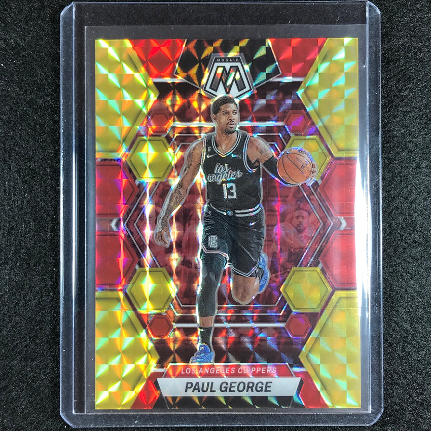 2022-23 Mosaic Paul George Choice Fusion Red And Yellow 76/88 No 18