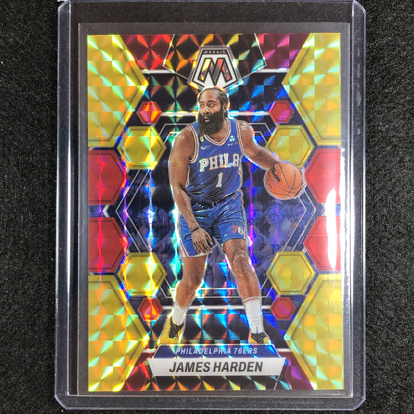 2022-23 Mosaic James Harden Choice Fusion Red And Yellow 3/88 No 55