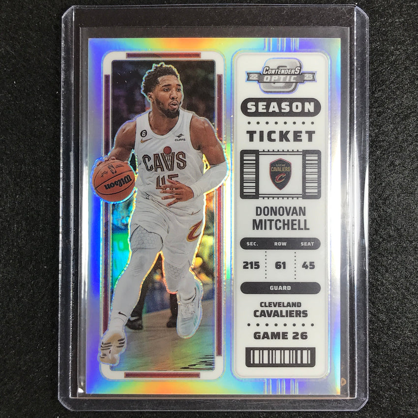 2022-23 Contenders Optic Donovan Mitchell Season Ticket Silver Prizm No 22