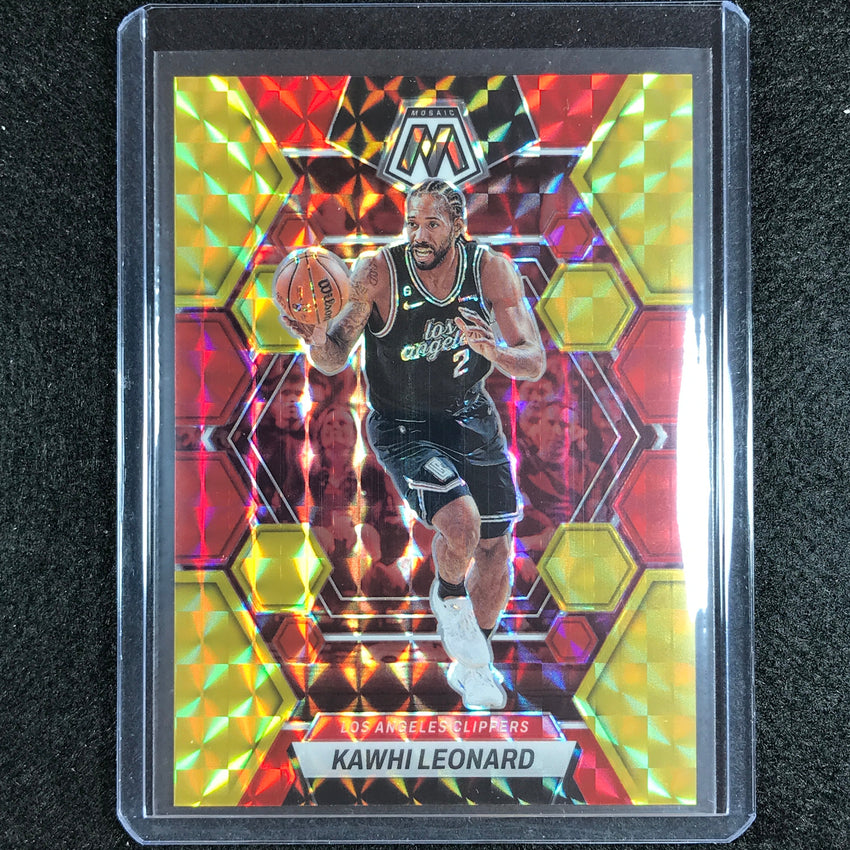 2022-23 Mosaic Kawhi Leonard Choice Fusion Red And Yellow 38/88 No 118