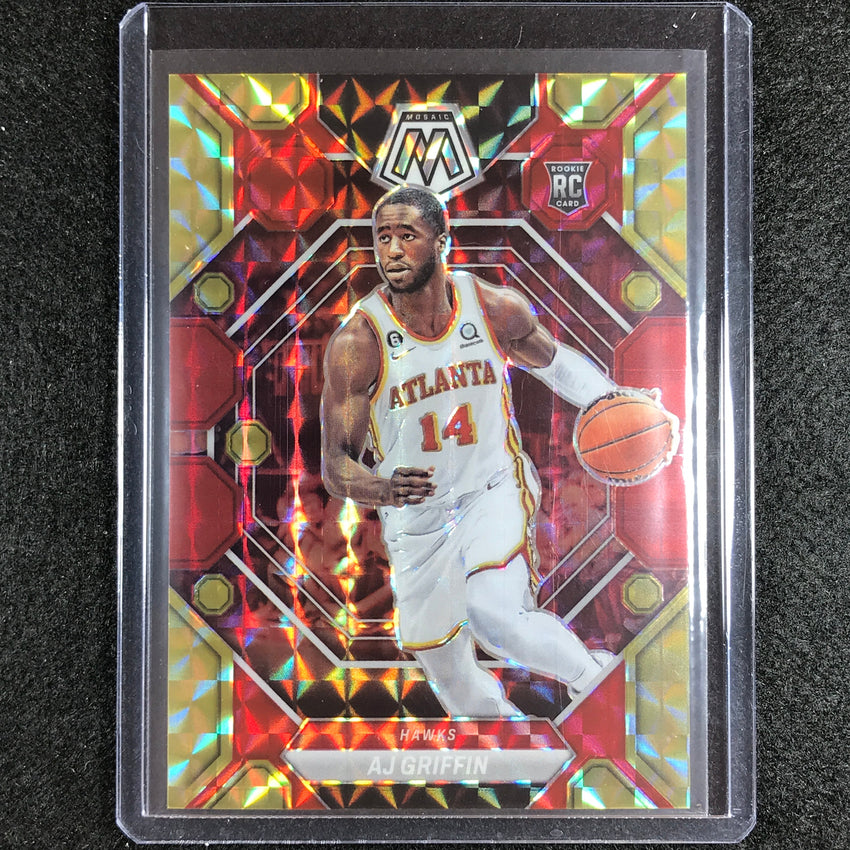 2022-23 Mosaic Aj Griffin Rookie Choice Fusion Red And Yellow 28/88 No 201