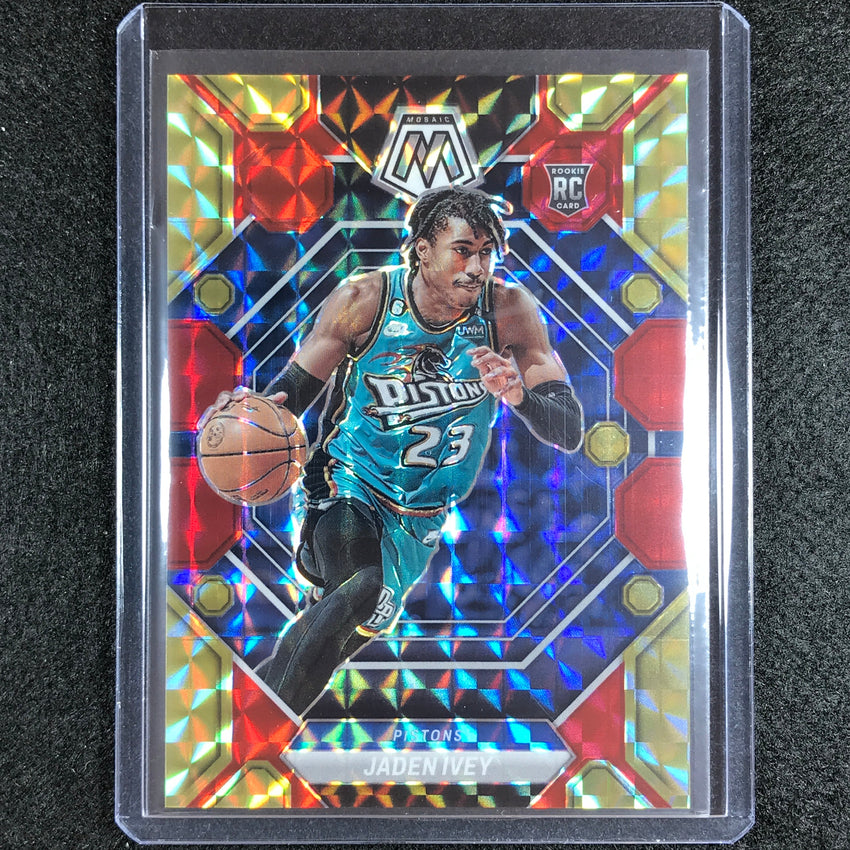 2022-23 Mosaic Jaden Ivey Rookie Choice Fusion Red And Yellow 23/88 No 216