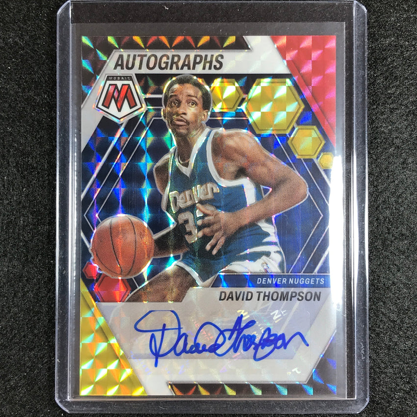 2022-23 Mosaic David Thompson Autographs Mosaic Choice Red And Yellow Auto No Tho