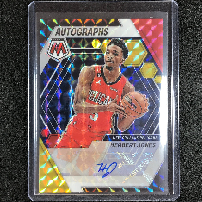 2022-23 Mosaic Herbert Jones Autographs Mosaic Choice Red And Yellow Auto No Jon