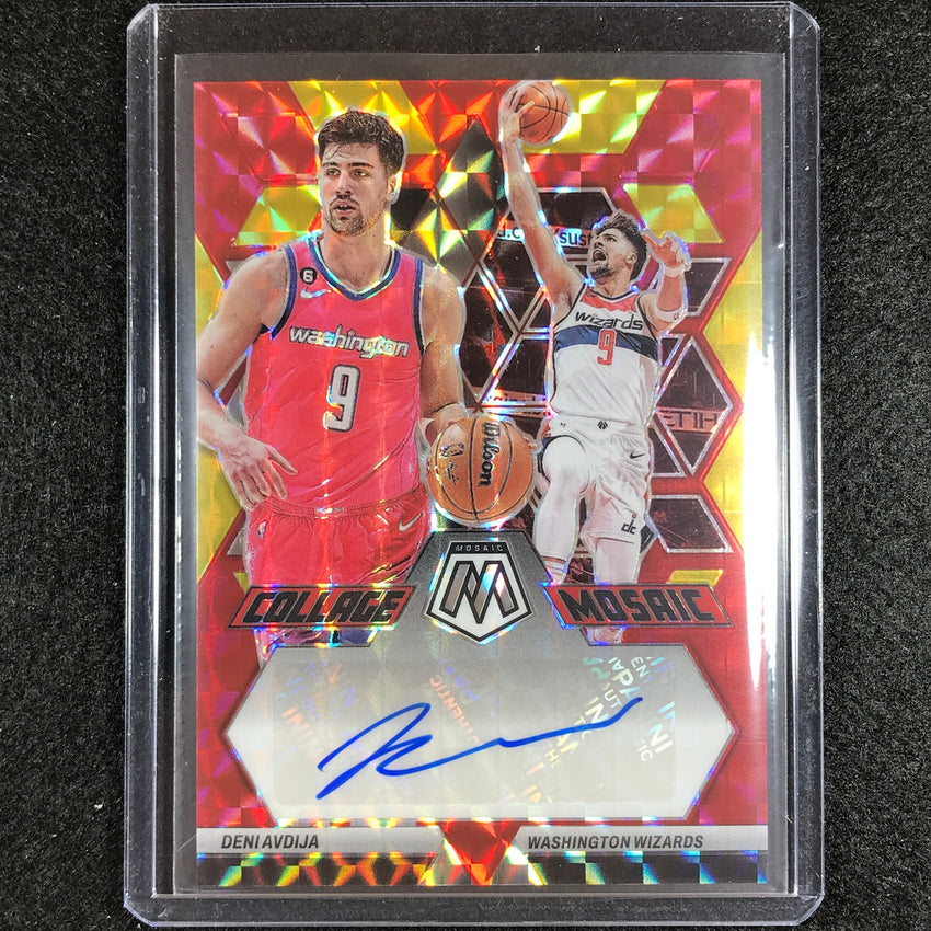 2022-23 Mosaic Deni Avdija Collage Choice Red And Yellow Auto No Avd