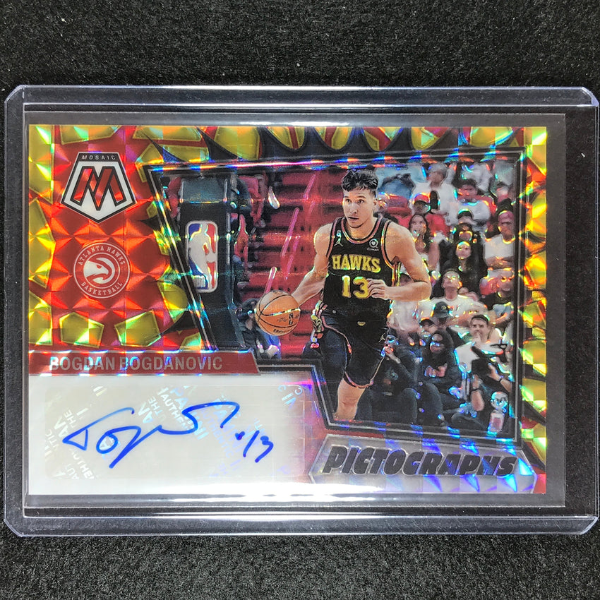 2022-23 Mosaic Bogdan Bogdanovic Pictographs Choice Red And Yellow Auto No Bog