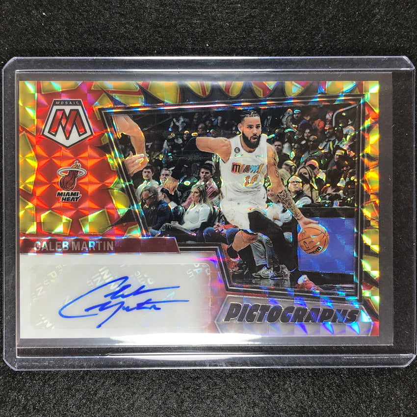 2022-23 Mosaic Caleb Martin Pictographs Choice Red And Yellow Auto No Mar