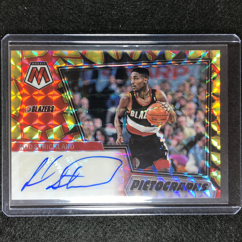 2022-23 Mosaic Rod Strickland Pictographs Choice Red And Yellow Auto No Rod