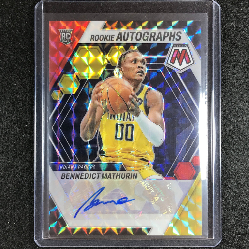 2022-23 Mosaic Bennedict Mathurin Rookie Autograph Choice Red And Yellow Auto No Ben