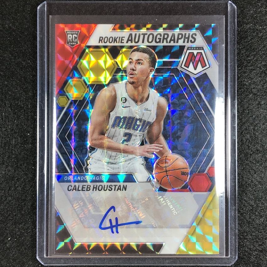 2022-23 Mosaic Caleb Houstan Rookie Autographs Choice Red And Yellow Auto No Hou