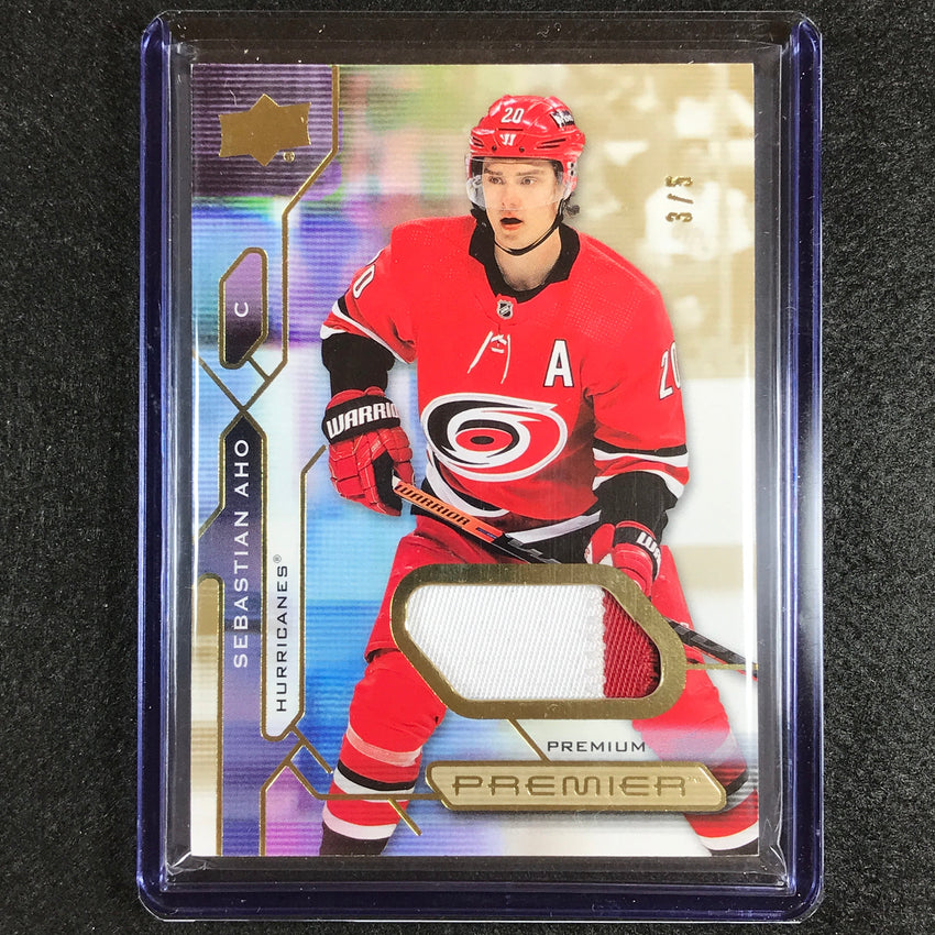 2021-22 Premier Nhl Sebastian Aho Veteran Base Jersey Relic Premium Patch 3/5