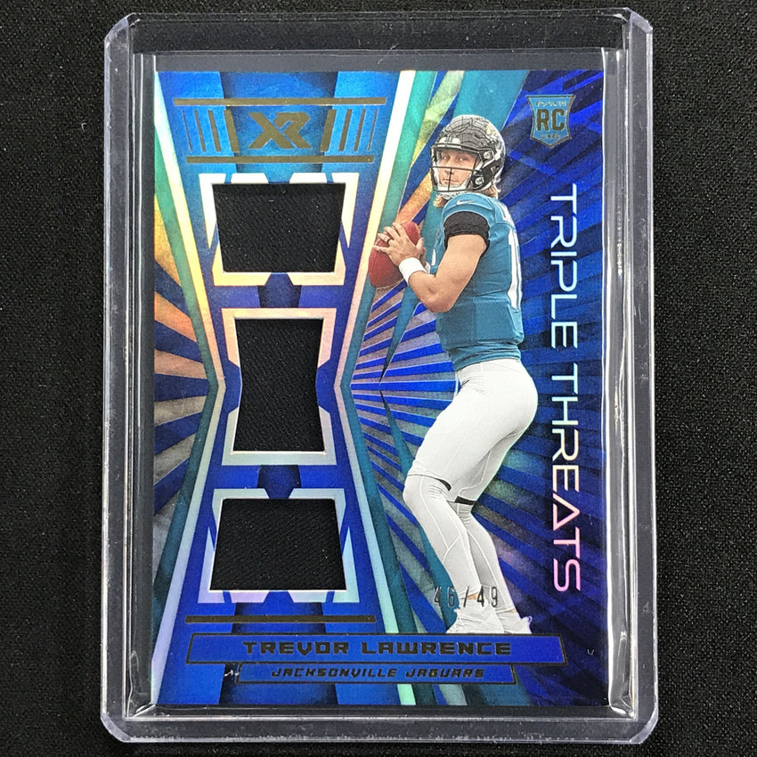 2021 Xr Trevor Lawrence Triple Threats Rookie Jersey Blue 46/49