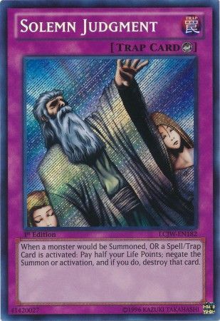 Solemn Judgment - LCJW-EN182 - Secret Rare - 1st Edition-Cherry Collectables