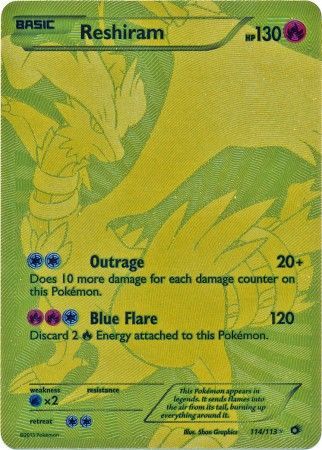 golden reshiram pokemon card Reshiram - 114/113 - Full Art Ultra Rare