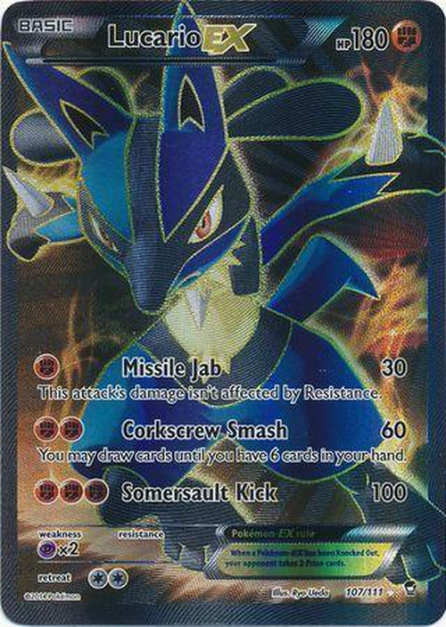 FULL ART Lucario EX - 107/111 - Ultra Rare - Furious Fists Cherry Collectables FULL ART Lucario EX - 107/111 - Ultra Rare - Furious Fists Cherry Collectables