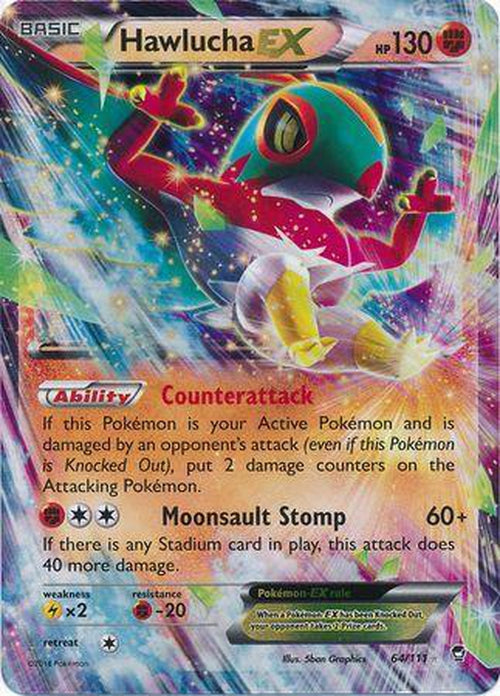 Hawlucha EX - 64/111 - Ultra Rare - Furious Fists-Cherry Collectables