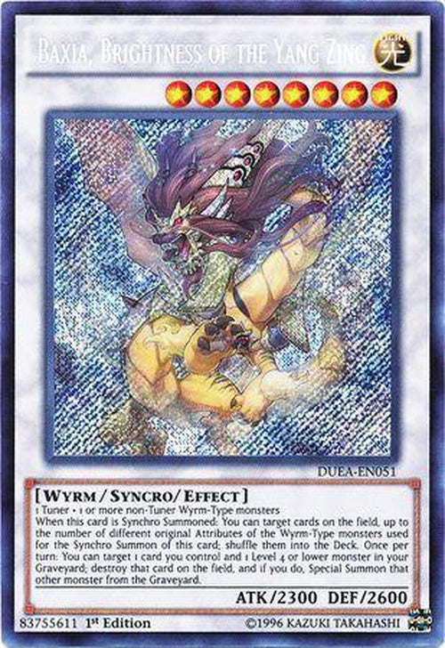 Baxia Brightness of the Yang Zing - DUEA-EN051 - Secret Rare 1st Edition-Cherry Collectables