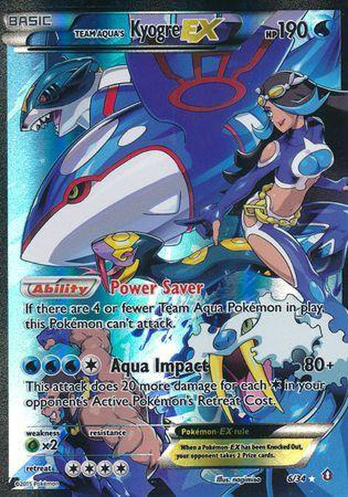 Team Aqua`s Kyogre EX - 6/34 - Full Art Ultra Rare-Cherry Collectables