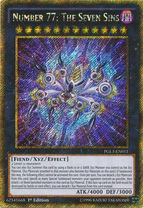 Number 77 The Seven Sins - PGL3-EN011 - Gold Secret Rare 1st Edition-Cherry Collectables