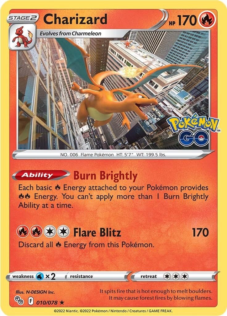 Charizard - 010/078 - Holo Rare Pokemon Go Cherry Collectables Charizard - 010/078 - Holo Rare Pokemon Go Cherry Collectables