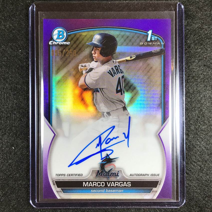 2023 Bowman Chrome Mlb Marco Vargas 1st Bowman Prospect Auto Purple 95/250