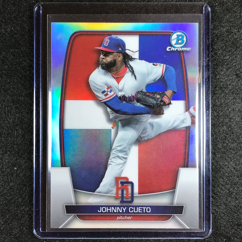2023 Bowman Chrome Mlb Johnny Cueto Wbc Flag Variation Base Refractor 131/499