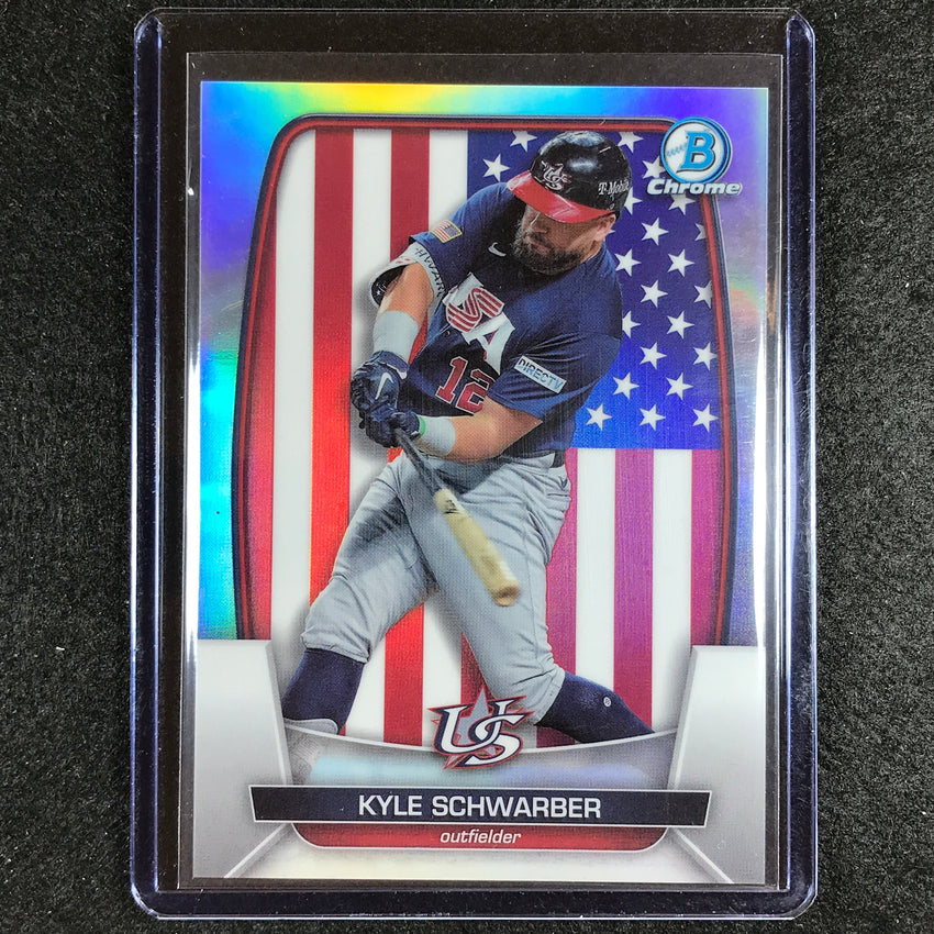 2023 Bowman Chrome Mlb Kyle Schwarber Wbc Flag Variation Base Refractor 460/499