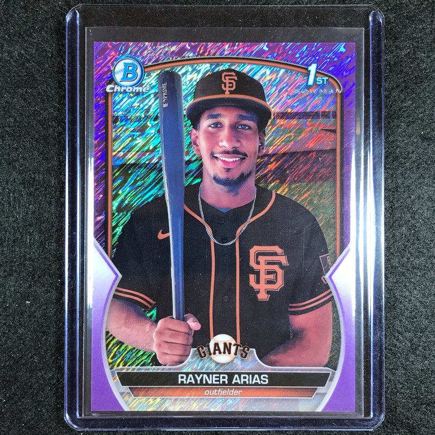 2023 Bowman Chrome Mlb Rayner Arias 1st Bowman Prospect Purple Shimmer 47/250