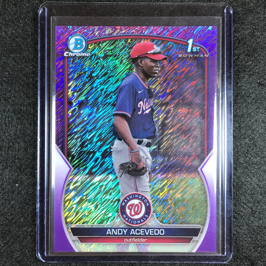 2023 Bowman Chrome Mlb Andy Acevedo 1st Bowman Prospect Purple Shimmer 21/250