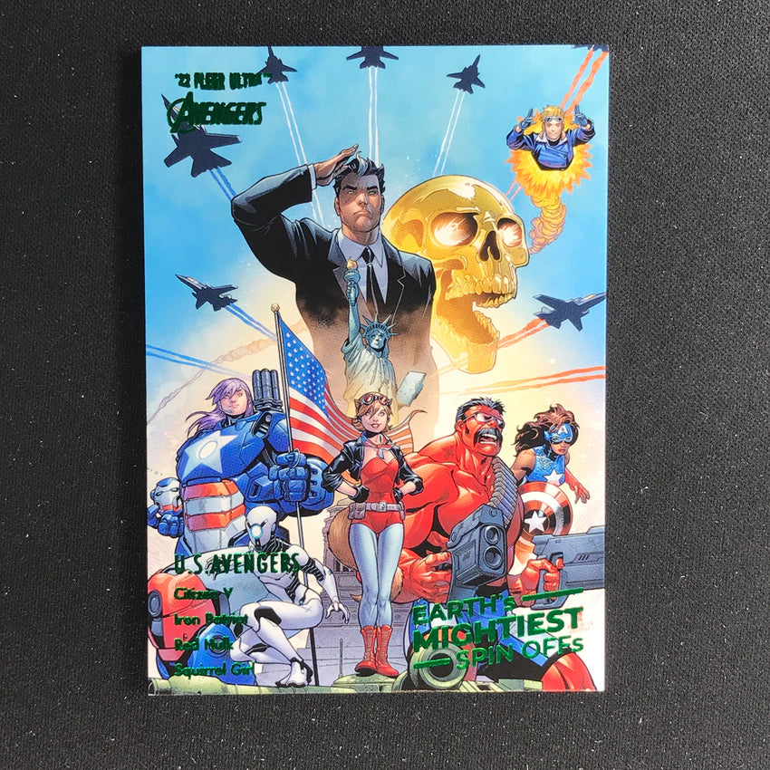 2022 Fleer Ultra Avengers U.S. AVENGERS Mightiest Spin-Offs Green Foil #7