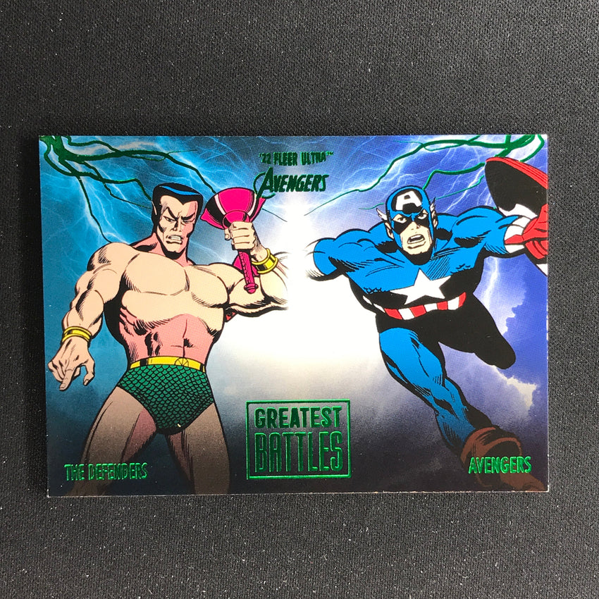 2022 Fleer Ultra Avengers THE DEFENDERS WAR Greatest Battles Green Foil #7