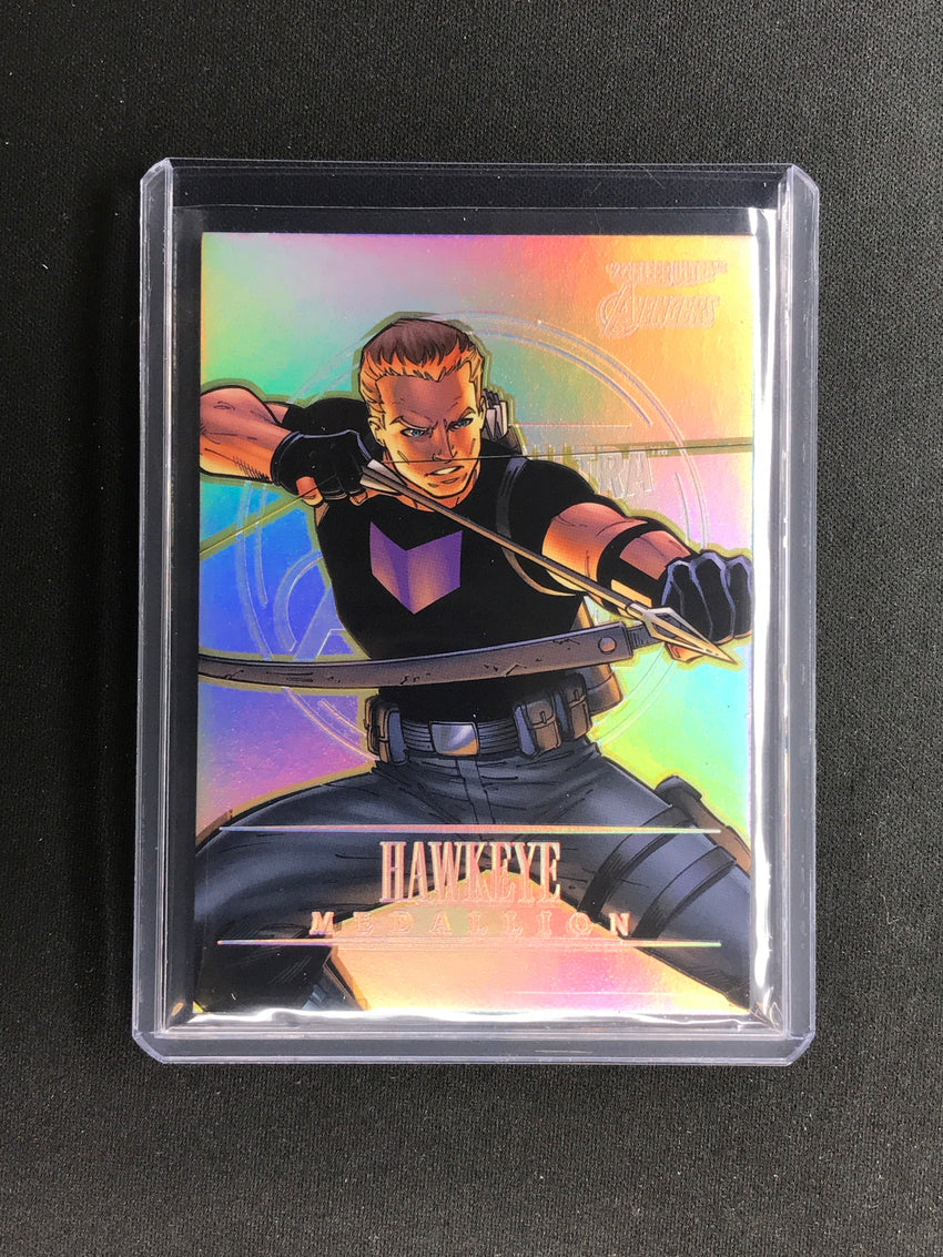 2022 Fleer Ultra Avengers Hawkeye Medallion Platinum 67/100