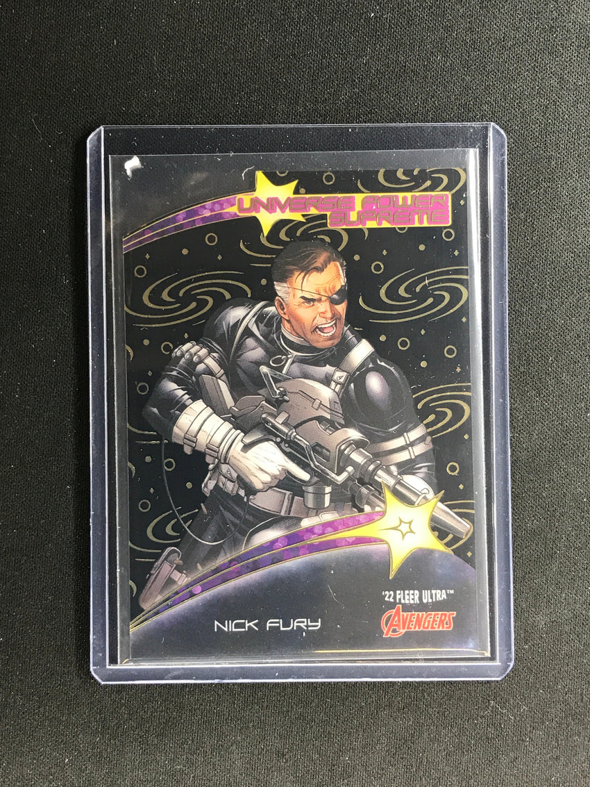 2022 Fleer Ultra Avengers NICK FURY Universe Power Supreme Black Die-Cut SSP #27